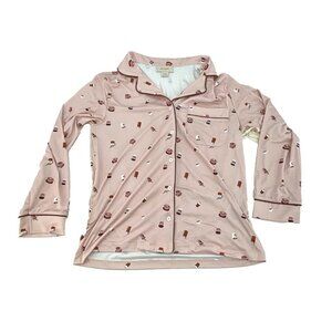 Lattelove Women's Pyjama Set: 3 Pieces | Coffee Themed | Pink | Medium **NEW